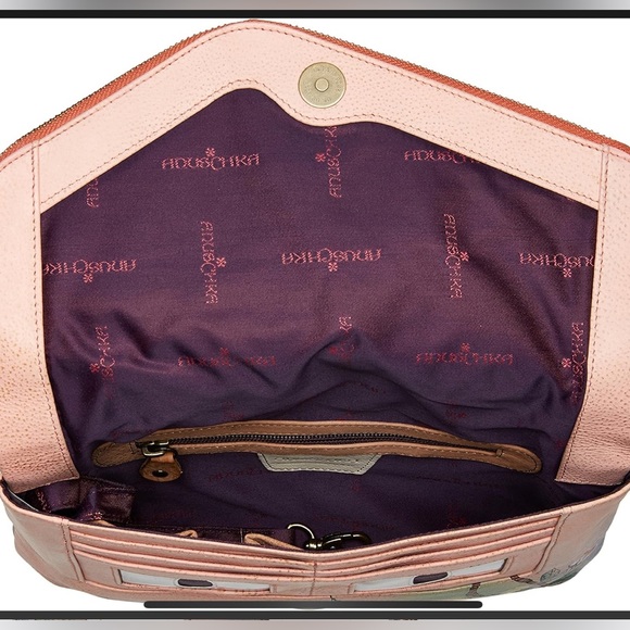 Anuschka Handpainted Leather Convertible Clutch Wristlet-Japanese Garden